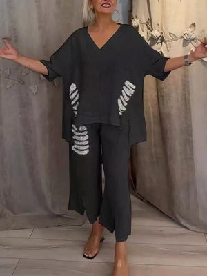 Completo Estivo Brillante – Blusa Oversize e Pantaloni Larghi