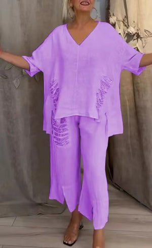 Completo Estivo Brillante – Blusa Oversize e Pantaloni Larghi