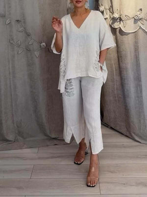 Completo Estivo Brillante – Blusa Oversize e Pantaloni Larghi