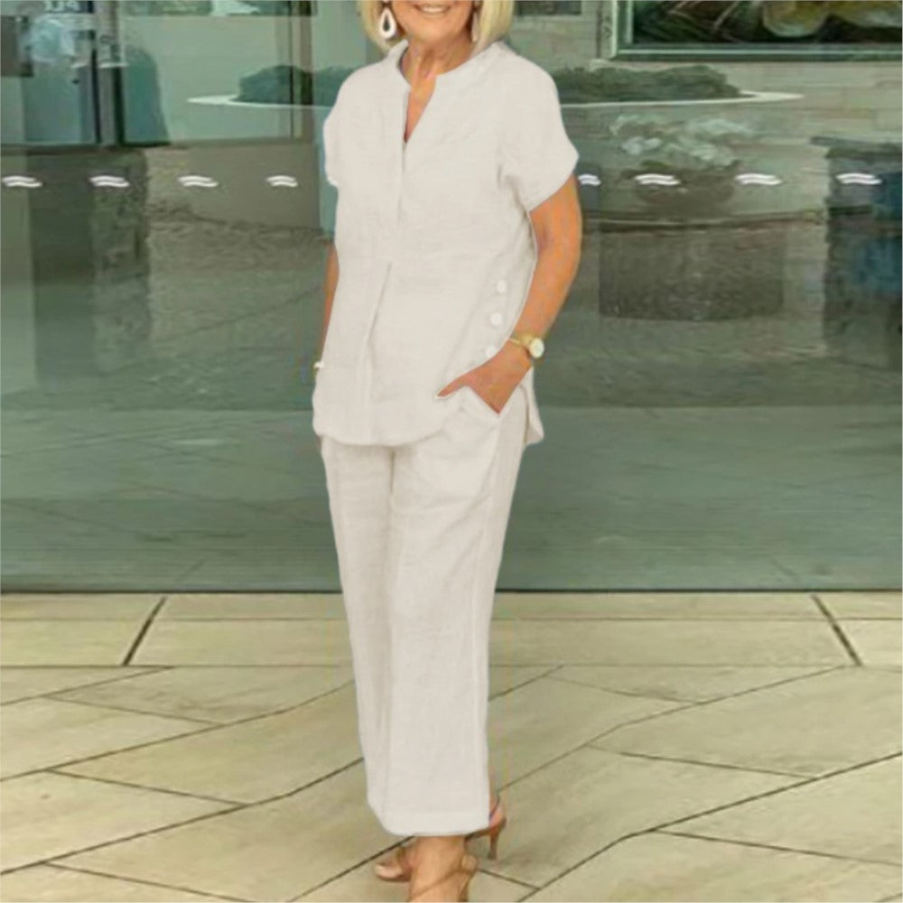 Completo Estivo Donna Primavera Estate - Camicia Morbida e Pantaloni Comodi - Daniela