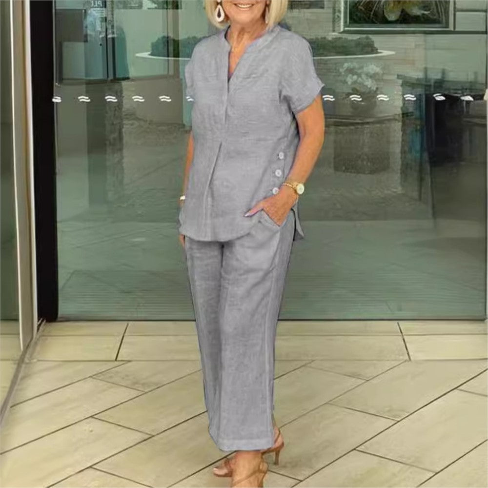 Completo Estivo Donna Primavera Estate - Camicia Morbida e Pantaloni Comodi - Daniela