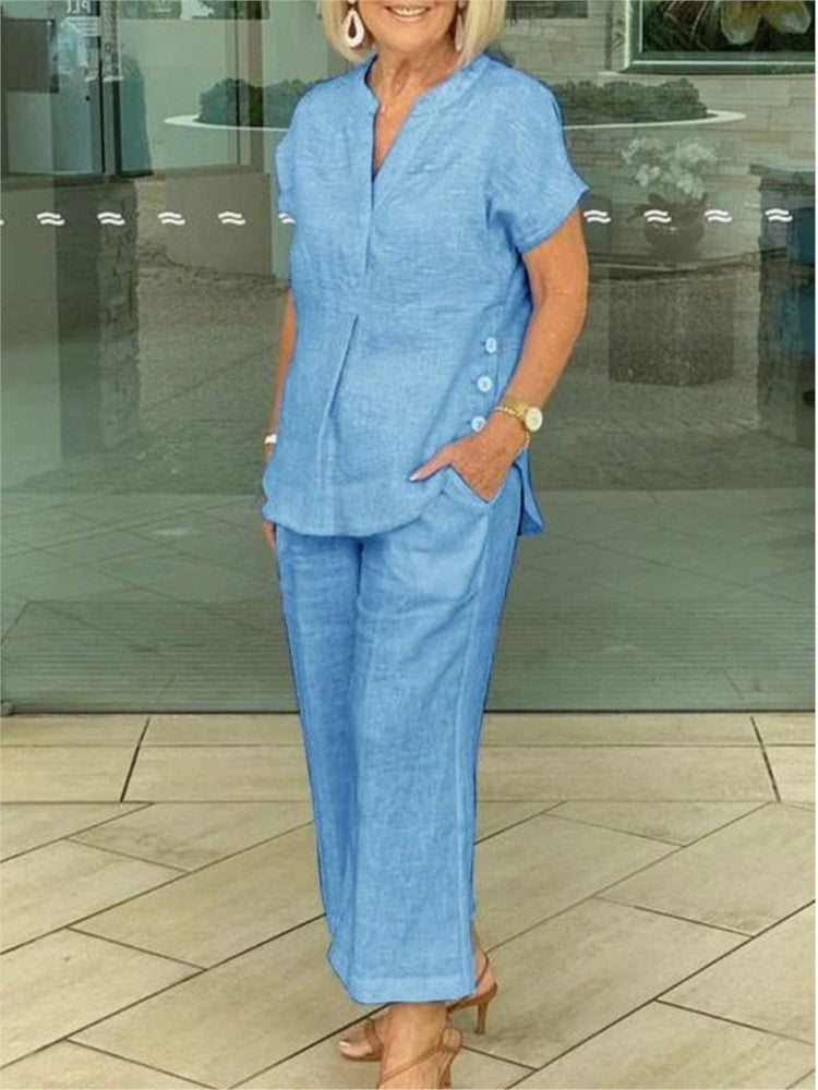 Completo Estivo Donna Primavera Estate - Camicia Morbida e Pantaloni Comodi - Daniela