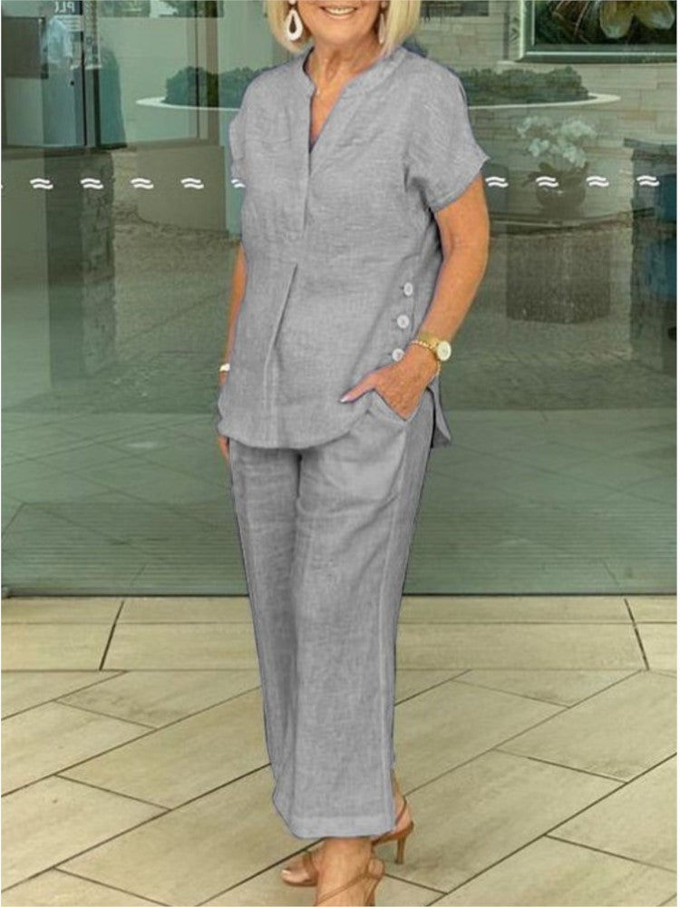 Completo Estivo Donna Primavera Estate - Camicia Morbida e Pantaloni Comodi - Daniela