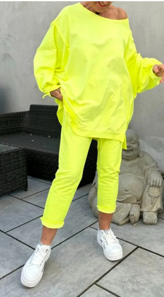 Completo Vivid – Blusa Oversize e Pantaloni Jogger in Cotone per l’Estate