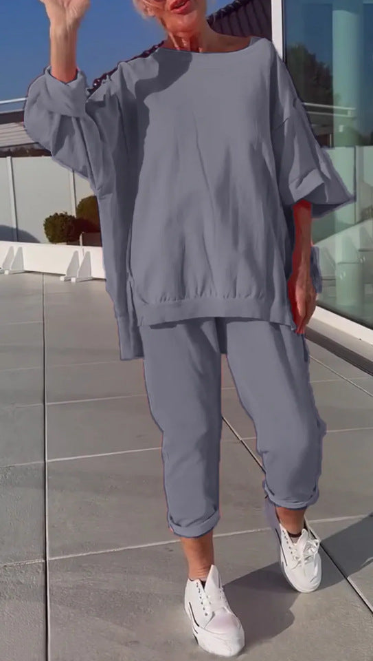 Completo Vivid – Blusa Oversize e Pantaloni Jogger in Cotone per l’Estate