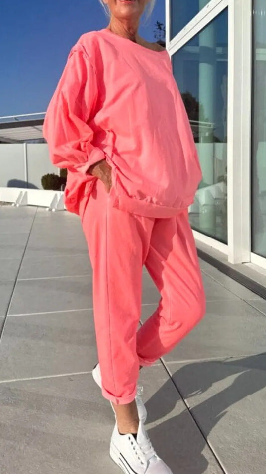 Completo Vivid – Blusa Oversize e Pantaloni Jogger in Cotone per l’Estate