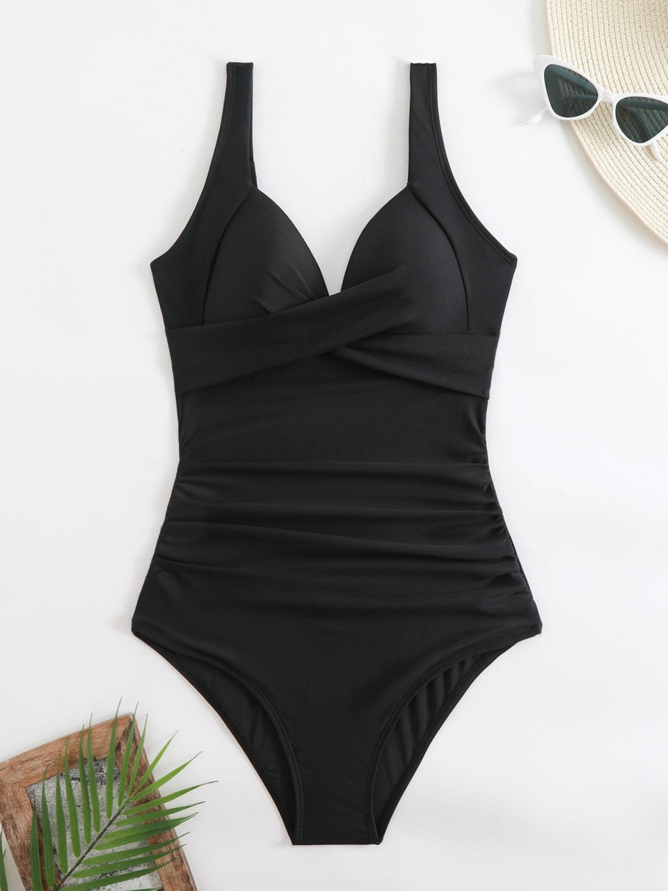 Costume Intero Donna Contenitivo Scollo a Cuore Drappeggiato
