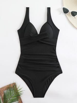 Costume Intero Donna Contenitivo Scollo a Cuore Drappeggiato