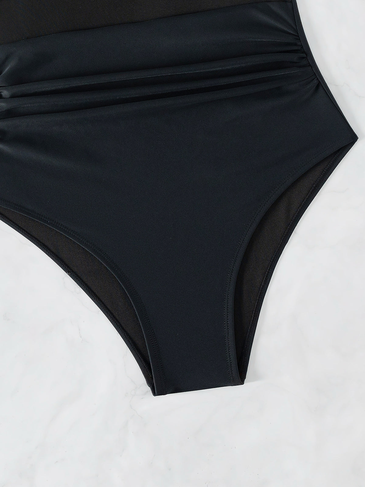 Costume Intero Donna Scollo V Profondo con Mesh Trasparente Nero