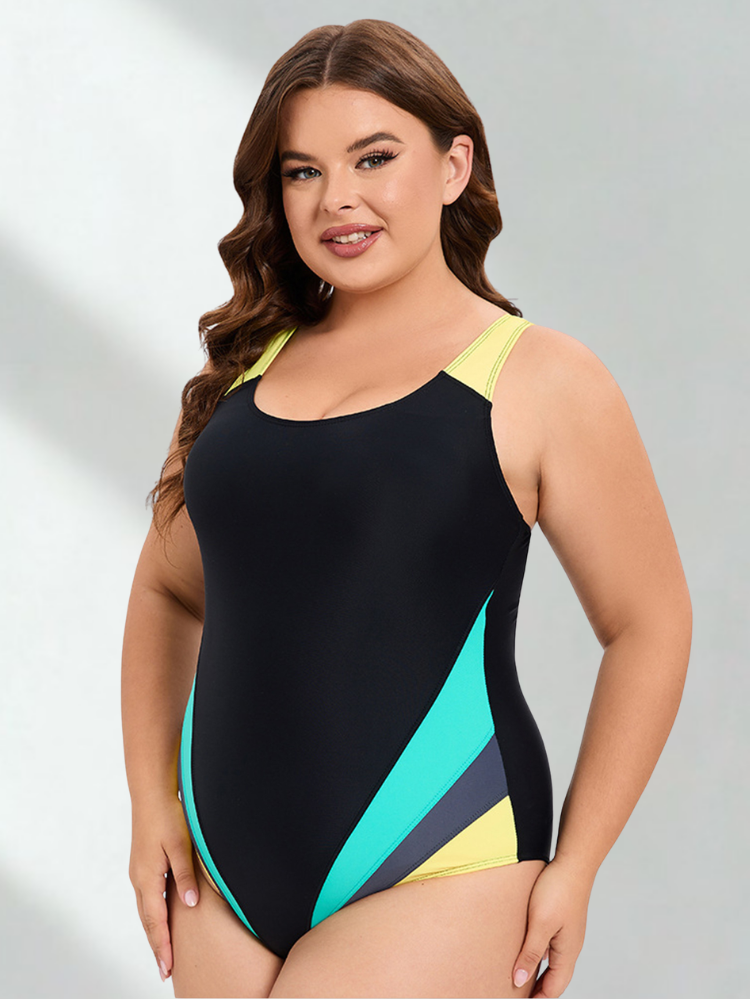 Costume Intero Donna da Nuoto Sgambato Schiena Aperta XL-5XL