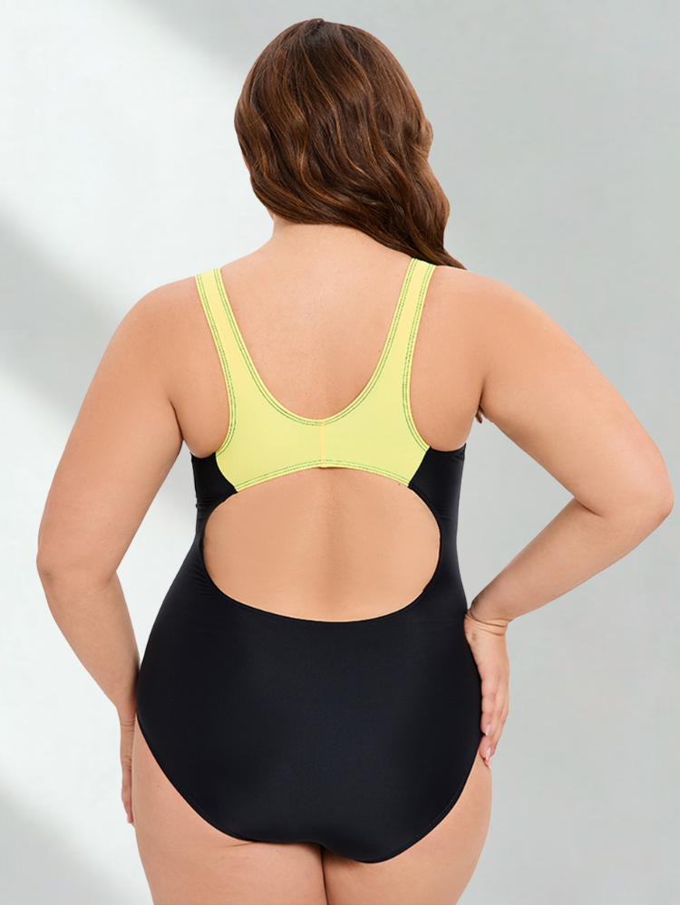 Costume Intero Donna da Nuoto Sgambato Schiena Aperta XL-5XL
