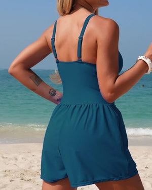 Costume da Bagno Donna con Shorts e Dettaglio Dorato