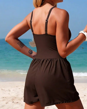 Costume da Bagno Donna con Shorts e Dettaglio Dorato
