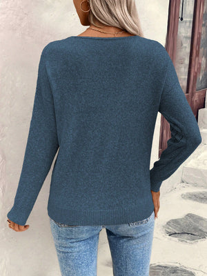 Blusa Donna Elegante Sofia – Maglia Leggera a V con Motivo Traforato