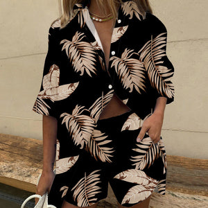 Completo Donna Estivo con Camicia e Shorts – Set Elegante e Confortevole con Stampa