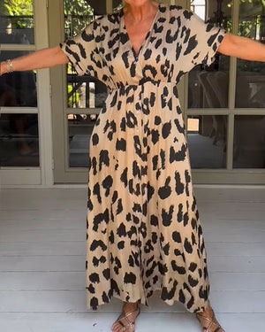 Vestito Camicia Lungo con Stampa Animale