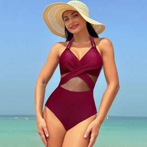 Costume Intero Modellante con Incrocio e Tulle