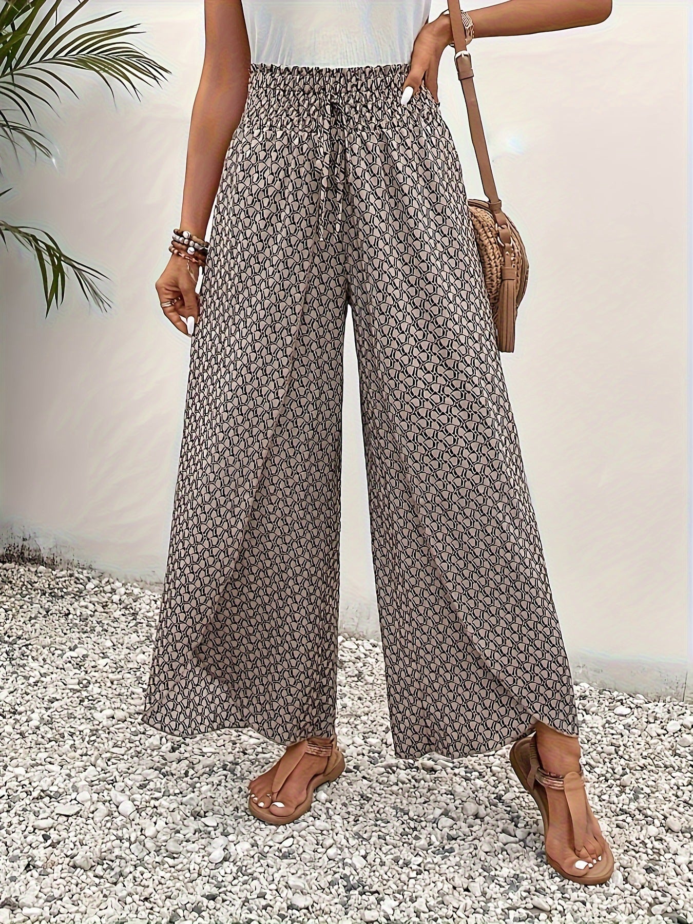 Pantaloni Wide Leg Estivi con Vita Elasticizzata