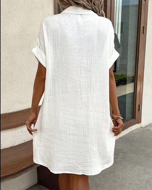 Vestito Donna Estivo Chemisier – Abito Camicia con Tasche e Bottoni