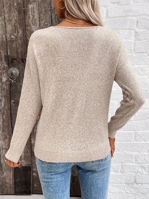 Blusa Donna Elegante Sofia – Maglia Leggera a V con Motivo Traforato