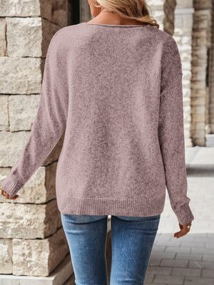 Blusa Donna Elegante Sofia – Maglia Leggera a V con Motivo Traforato