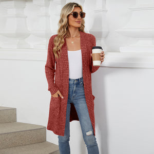 Cardigan Donna Lungo Elegante Chiara – Maglia a Coste Morbida con Tasche