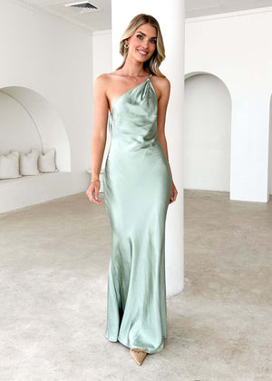 Vestito Lungo Satinato Elegante Asimmetrico