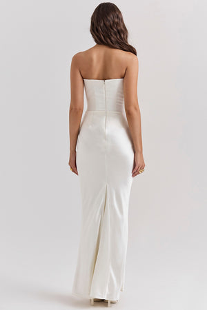 Rosalie - Vestito Lungo Satinato con Corsetto e Drappeggio