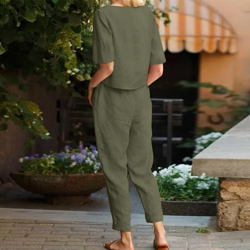 Mila – Completo Estivo in Cotone con Camicia e Pantaloni