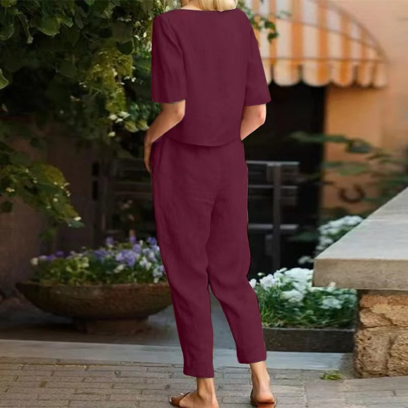 Mila – Completo Estivo in Cotone con Camicia e Pantaloni