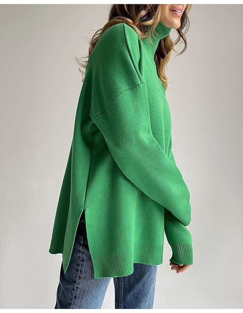 Maglione Donna Elegante Dolcevita Tinta Unica