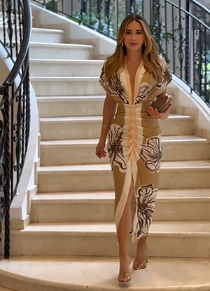 Vestito Douriane Lungo con Stampa e Scollo Profondo
