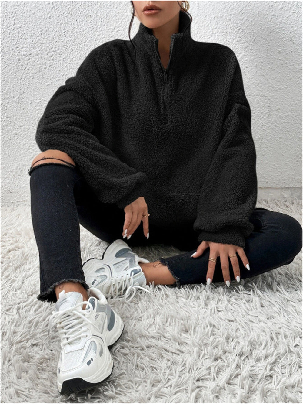 Felpa Donna Oversize in Pile – Alessia