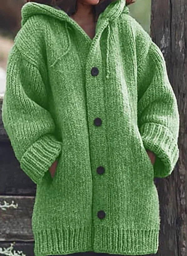 Giacca Donna Invernale in Maglia con Cappuccio – Calore Morbido e Stile Casual – Vanessa