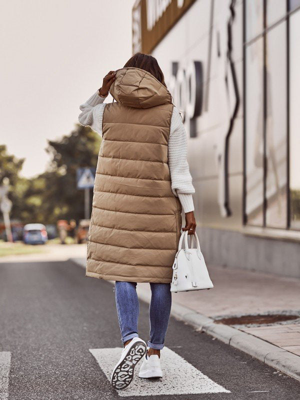 Gilet Invernale Donna Lungo con Cappuccio – Morbido, Caldo e Imbottito