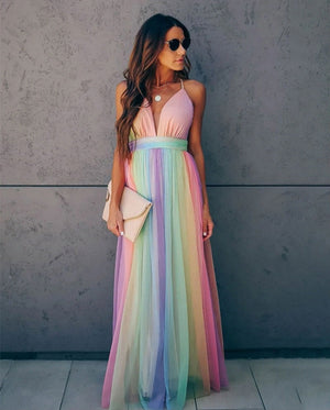 Vestito Lungo Fave con Scollo a V