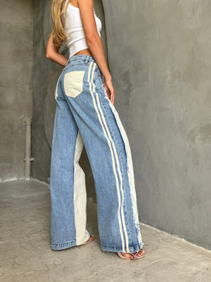 Jeans Wide Leg Destroyed a Vita Media Leela Moda