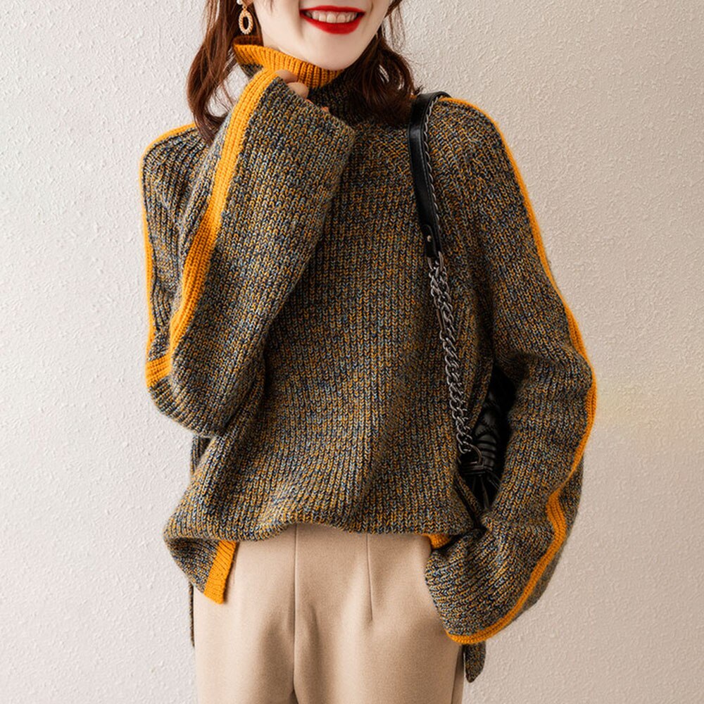 Olivia - Maglione Donna a Dolcevita Stampa Vivace