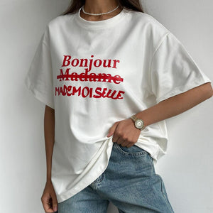 Maglietta Oversize Bianca con Scritta Leela Moda