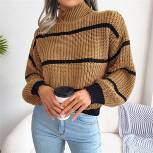 Maglione Donna Dolcevita a Righe – Stile Invernale Caldo ed Elegante