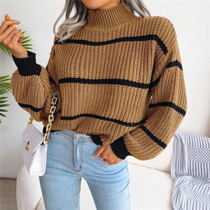 Maglione Donna Dolcevita a Righe – Stile Invernale Caldo ed Elegante