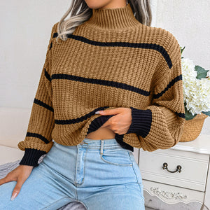 Maglione Donna Dolcevita a Righe – Stile Invernale Caldo ed Elegante
