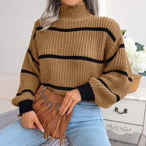 Maglione Donna Dolcevita a Righe – Stile Invernale Caldo ed Elegante