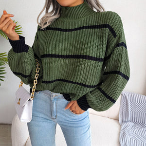 Maglione Donna Dolcevita a Righe – Stile Invernale Caldo ed Elegante