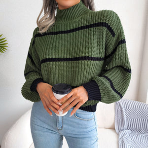 Maglione Donna Dolcevita a Righe – Stile Invernale Caldo ed Elegante