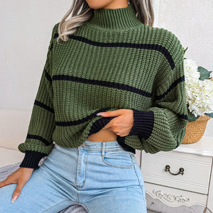 Maglione Donna Dolcevita a Righe – Stile Invernale Caldo ed Elegante
