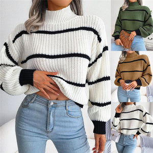 Maglione Donna Dolcevita a Righe – Stile Invernale Caldo ed Elegante