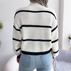 Maglione Donna Dolcevita a Righe – Stile Invernale Caldo ed Elegante