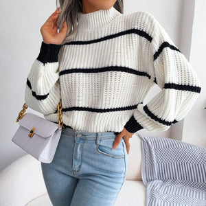 Maglione Donna Dolcevita a Righe – Stile Invernale Caldo ed Elegante