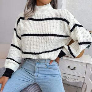 Maglione Donna Dolcevita a Righe – Stile Invernale Caldo ed Elegante